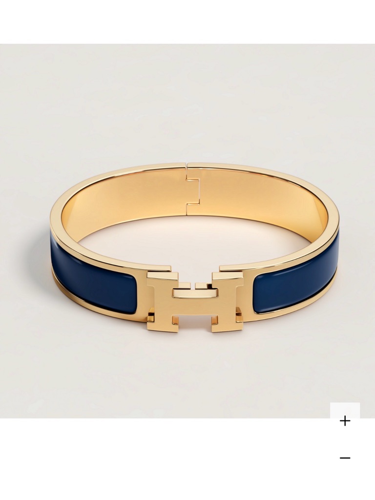 Hermes Gold And Navy Enamel Clic H Bracelet 590$